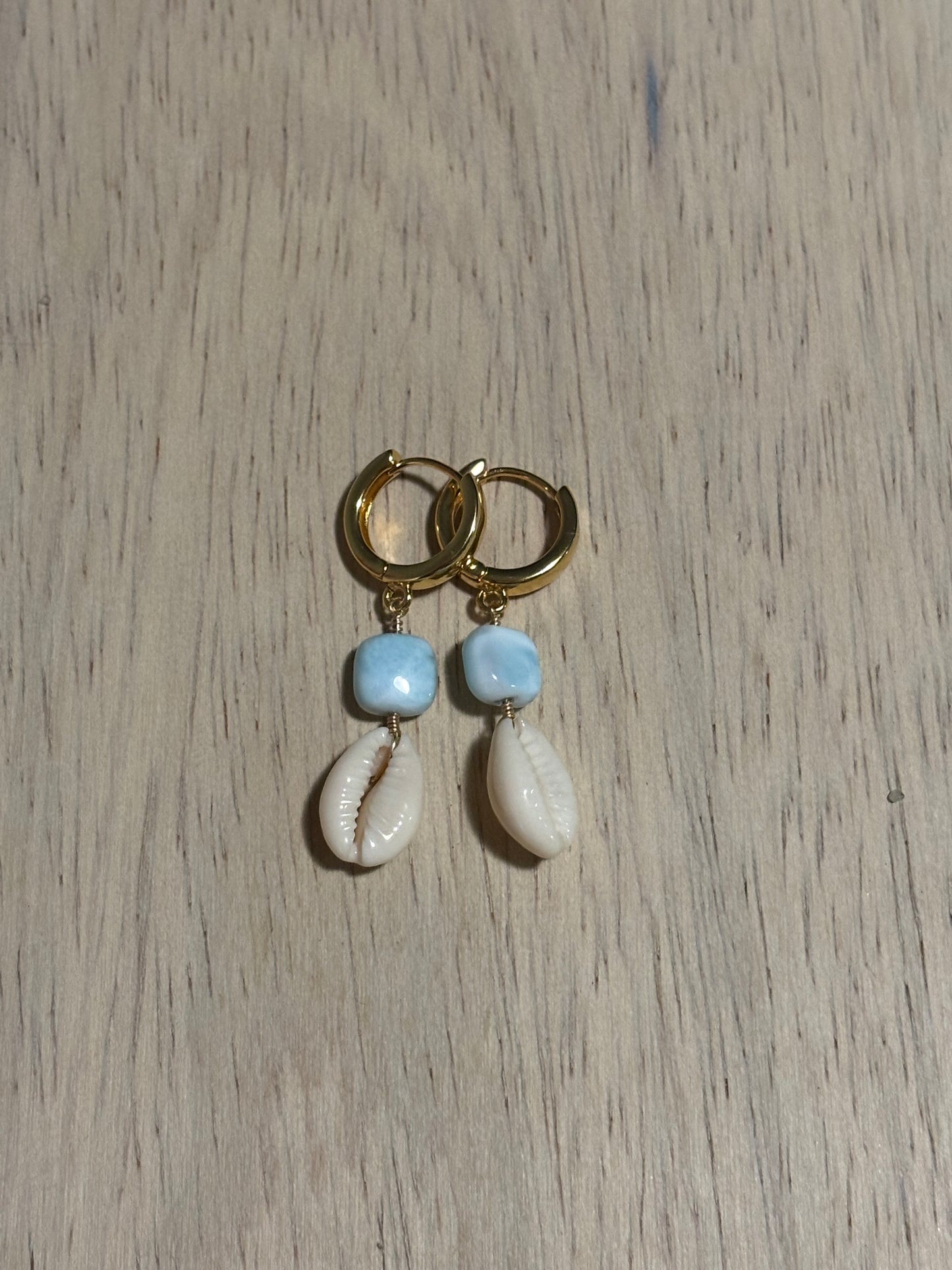 Larimar Cowrie Earrings