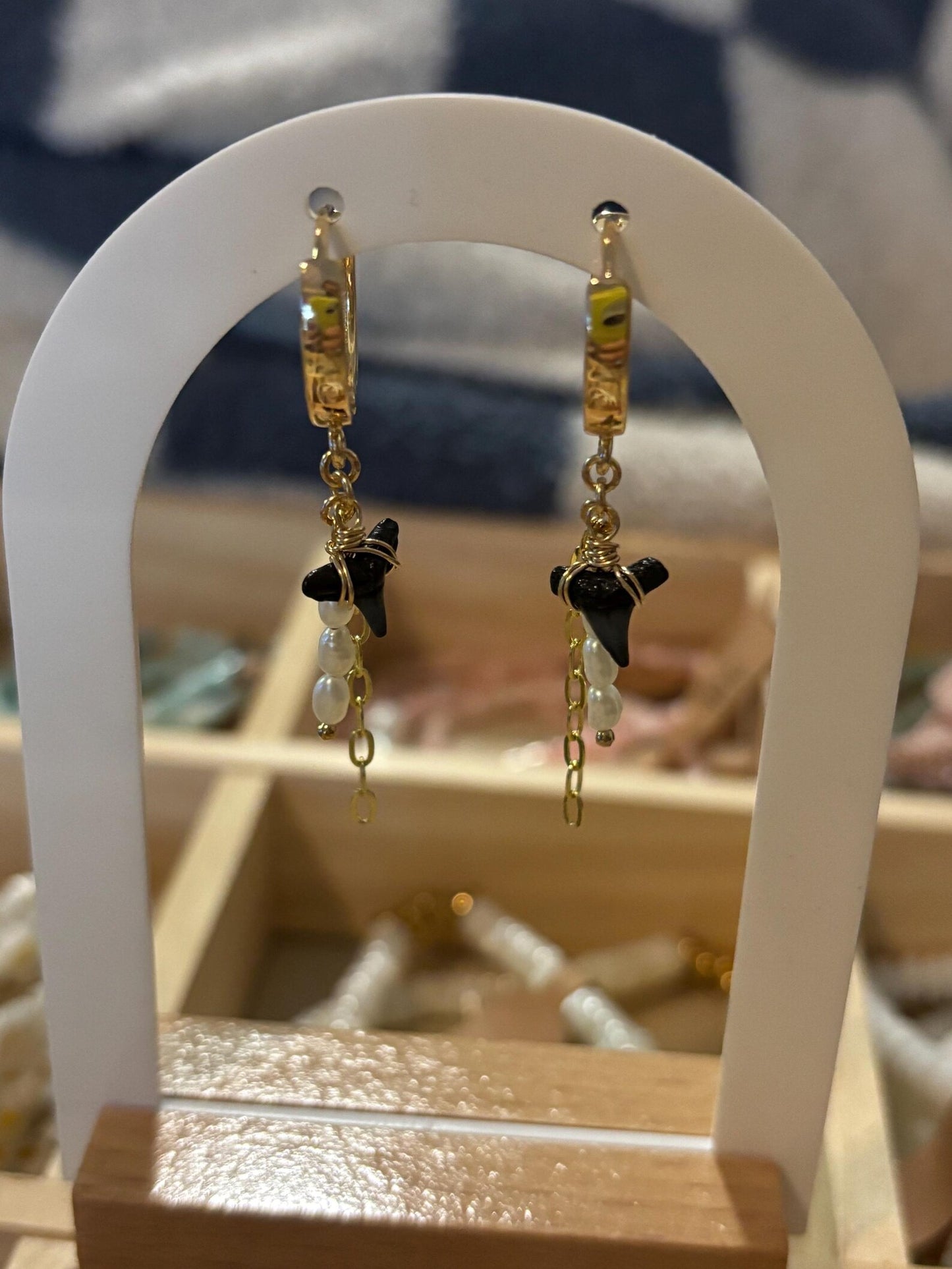 Shark Bite Pearl Earrings