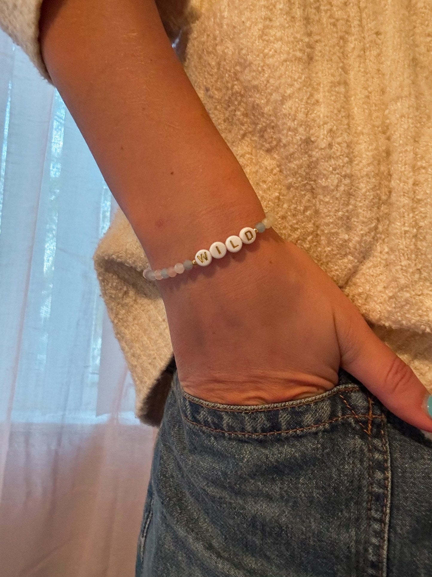 Wild Beaded Letter Gemstone Bracelet