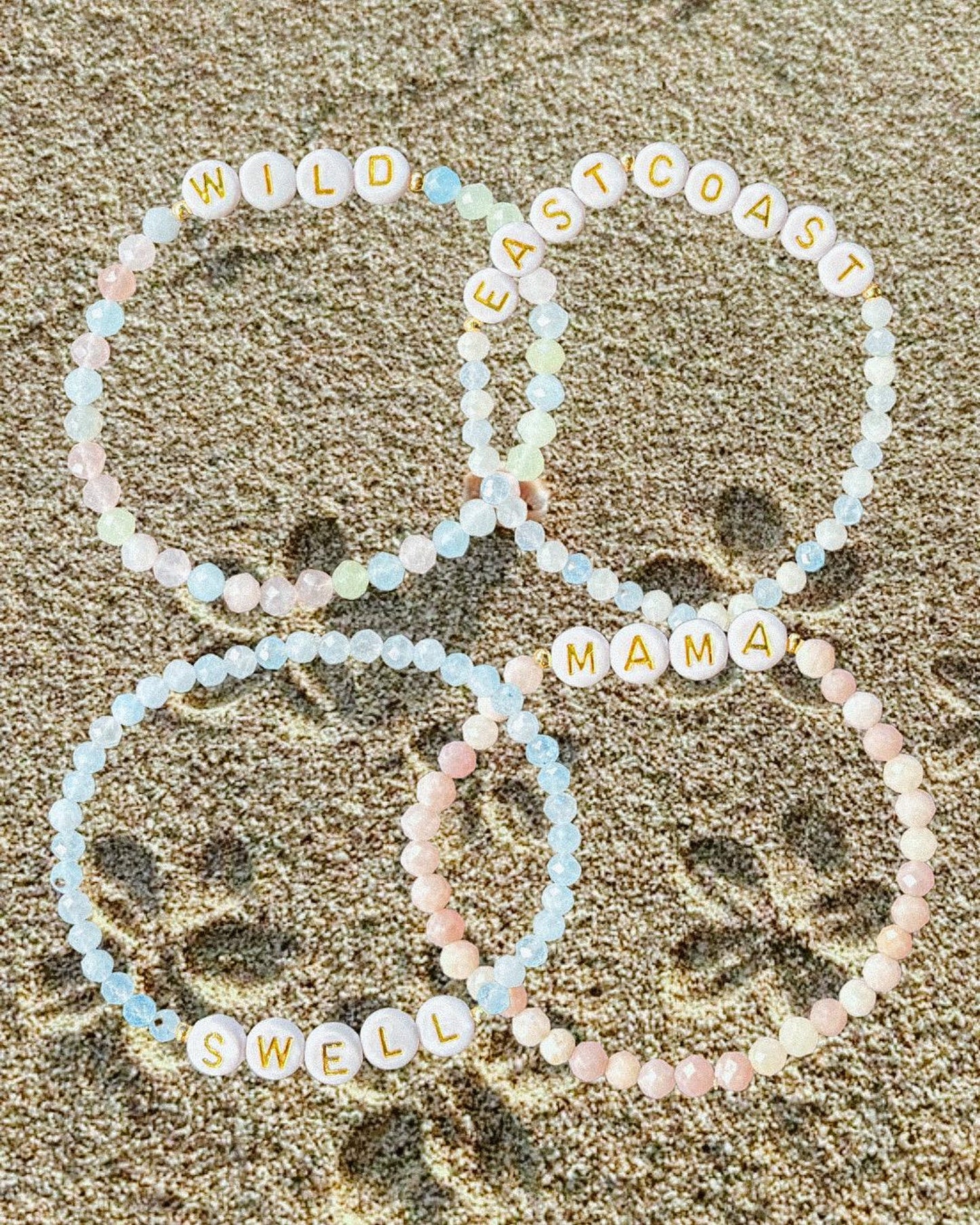 Mama Beaded Letter Gemstone Bracelet