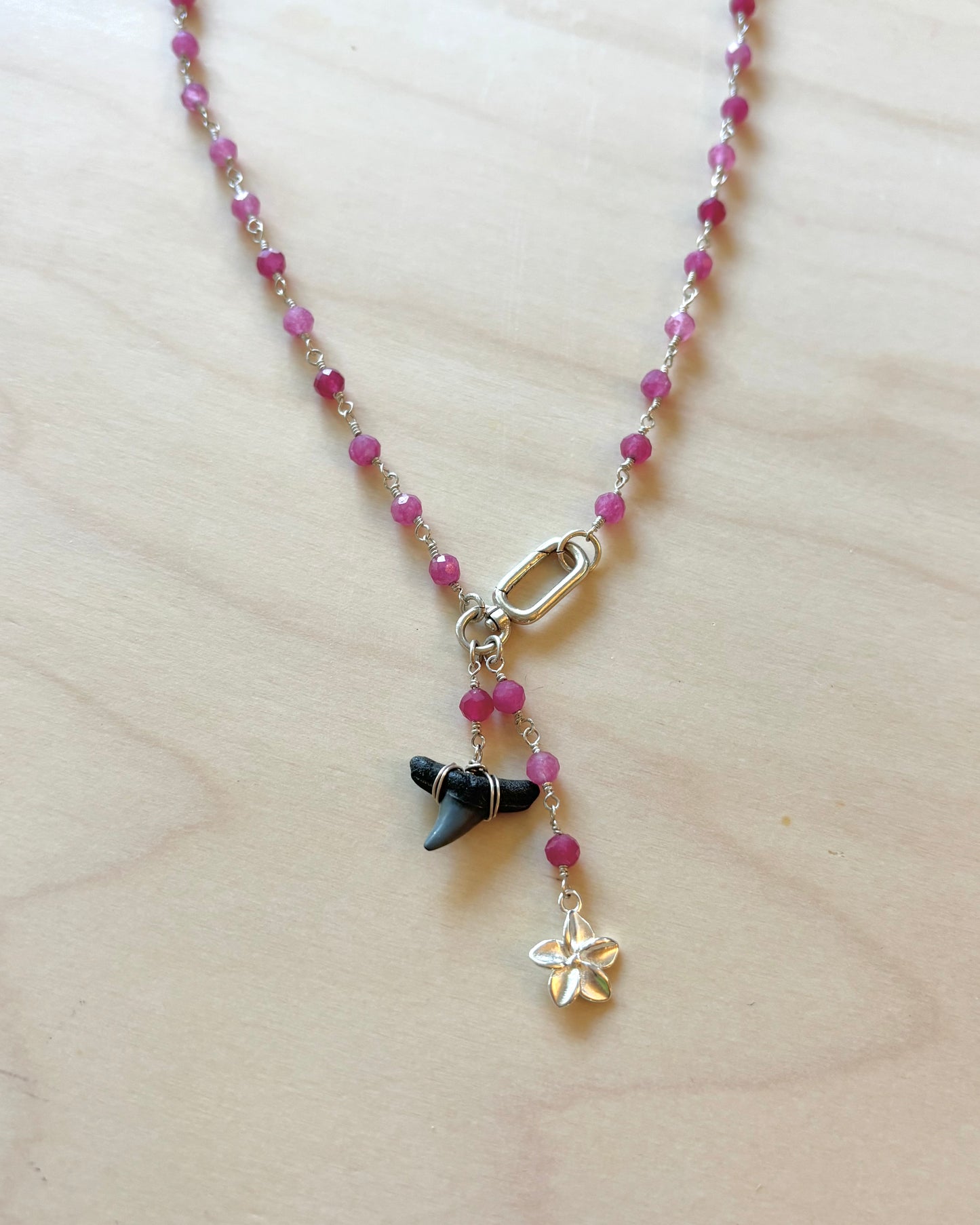 Plumeria Shark Tooth Necklace