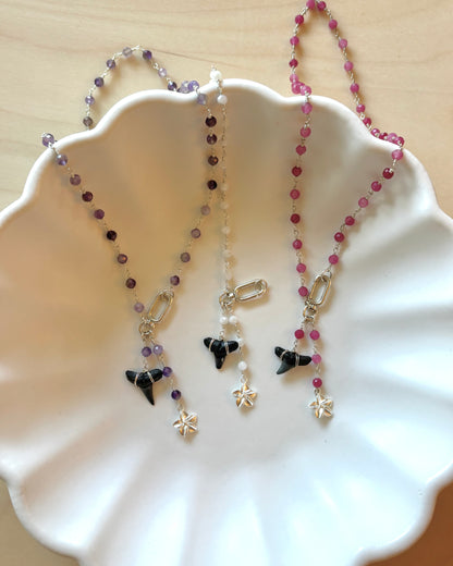 Plumeria Shark Tooth Necklace