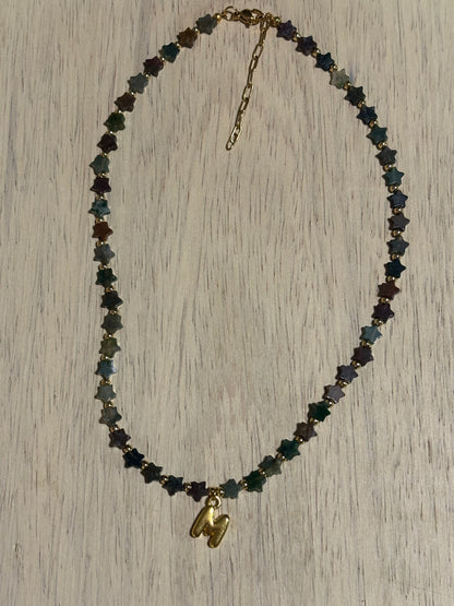 Multicolor Star Initial Necklace